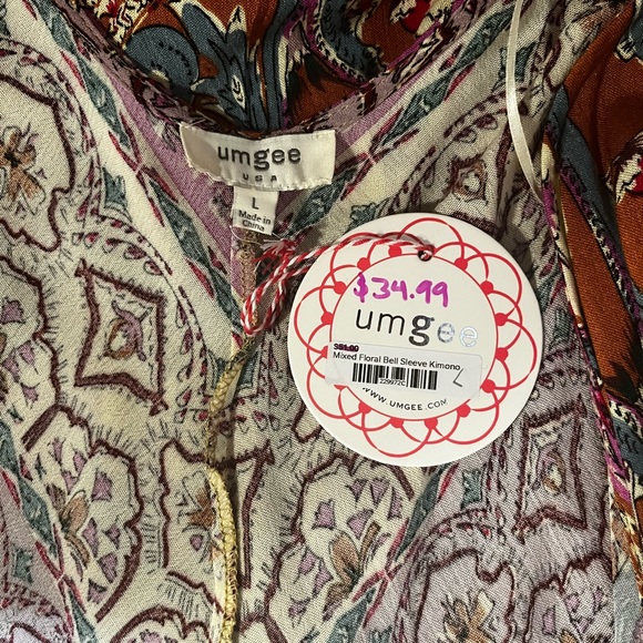 Long floral bell sleeve kimono NWT - Picture 6 of 6